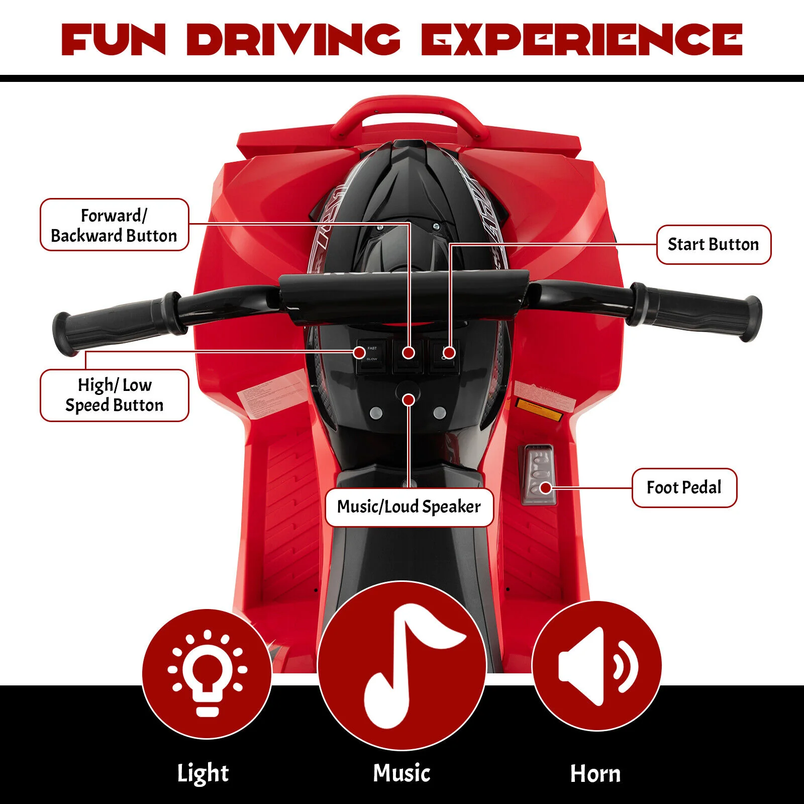 Electric 4-Wheeler Quad Car for Kids with MP3 Player and Lights - 12V Battery Powered - Image 6