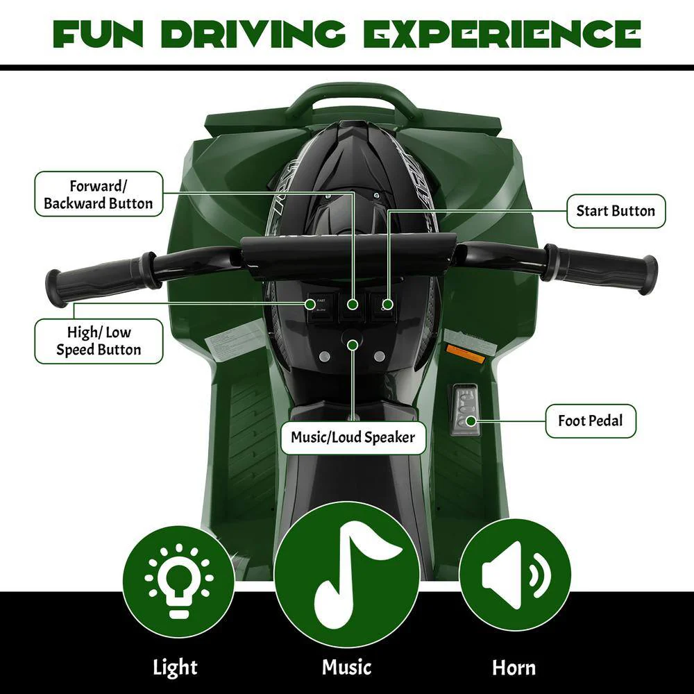 Electric 4 Wheeler Quad Car for Kids with MP3 Player and Lights - 12V Battery Powered ATV Ride-On - Image 5