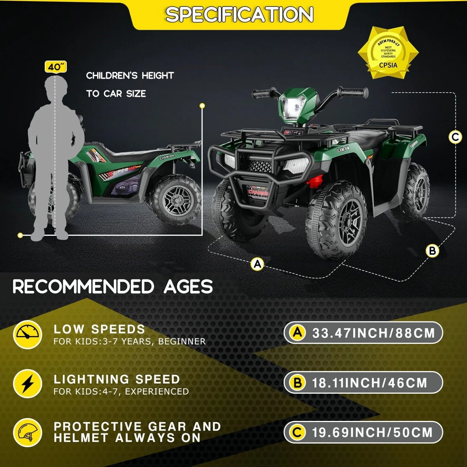 Electric 4-Wheeler Quad for Kids - 12V Battery Powered Ride-On with Dual Speeds - Image 15