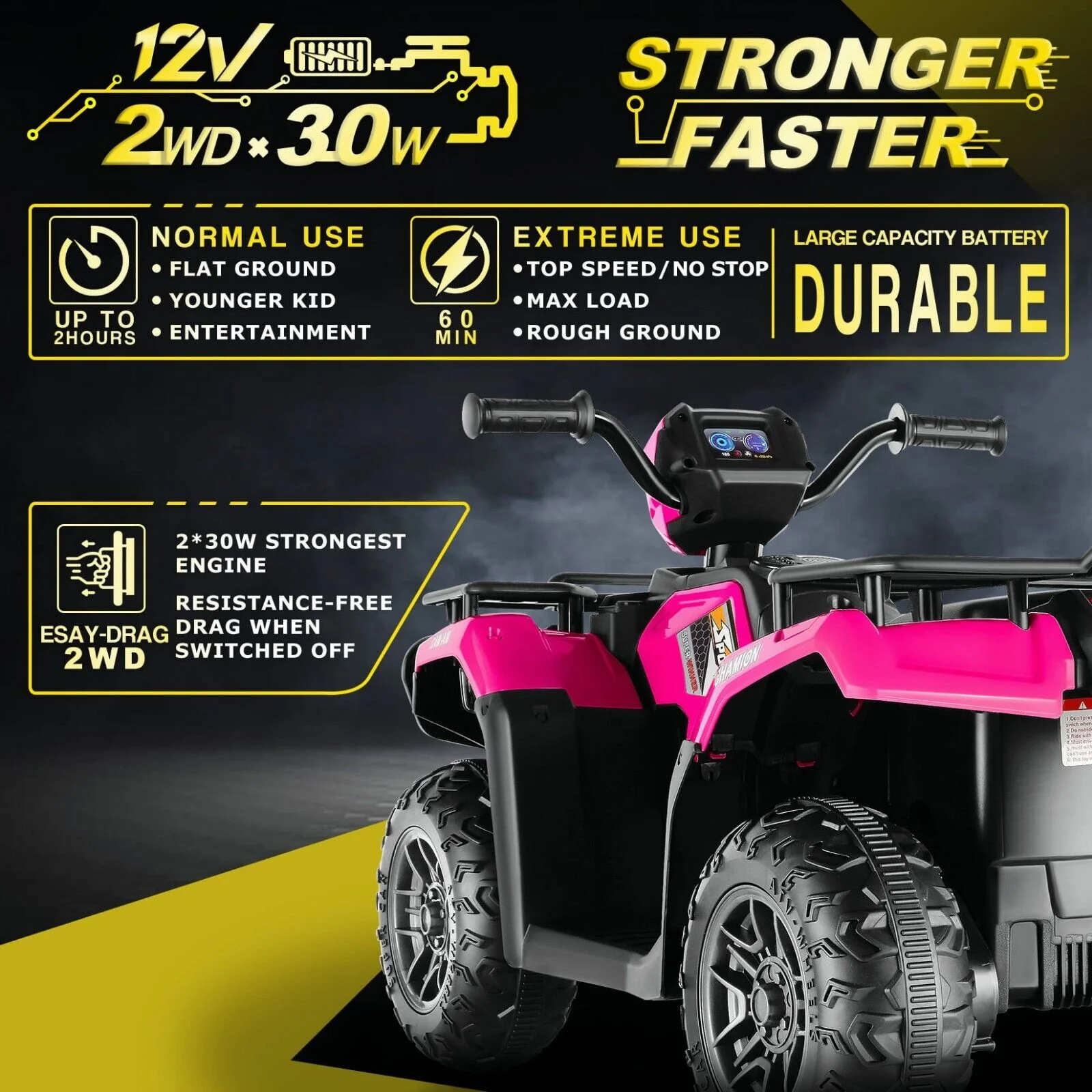 Electric 4-Wheeler Quad for Kids with 12V Battery and Dual 30W Motors - Image 21