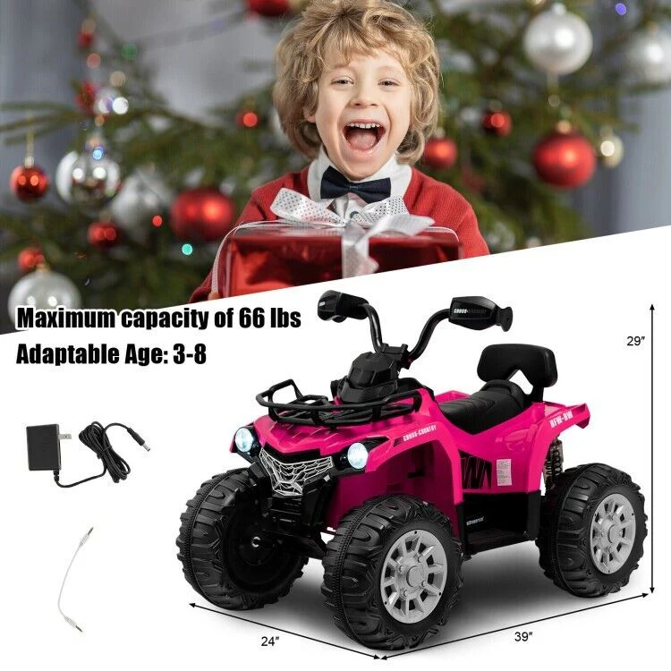 Electric 4-Wheeler Ride On ATV Quad for Kids with MP3 and Headlight in Pink - Image 5