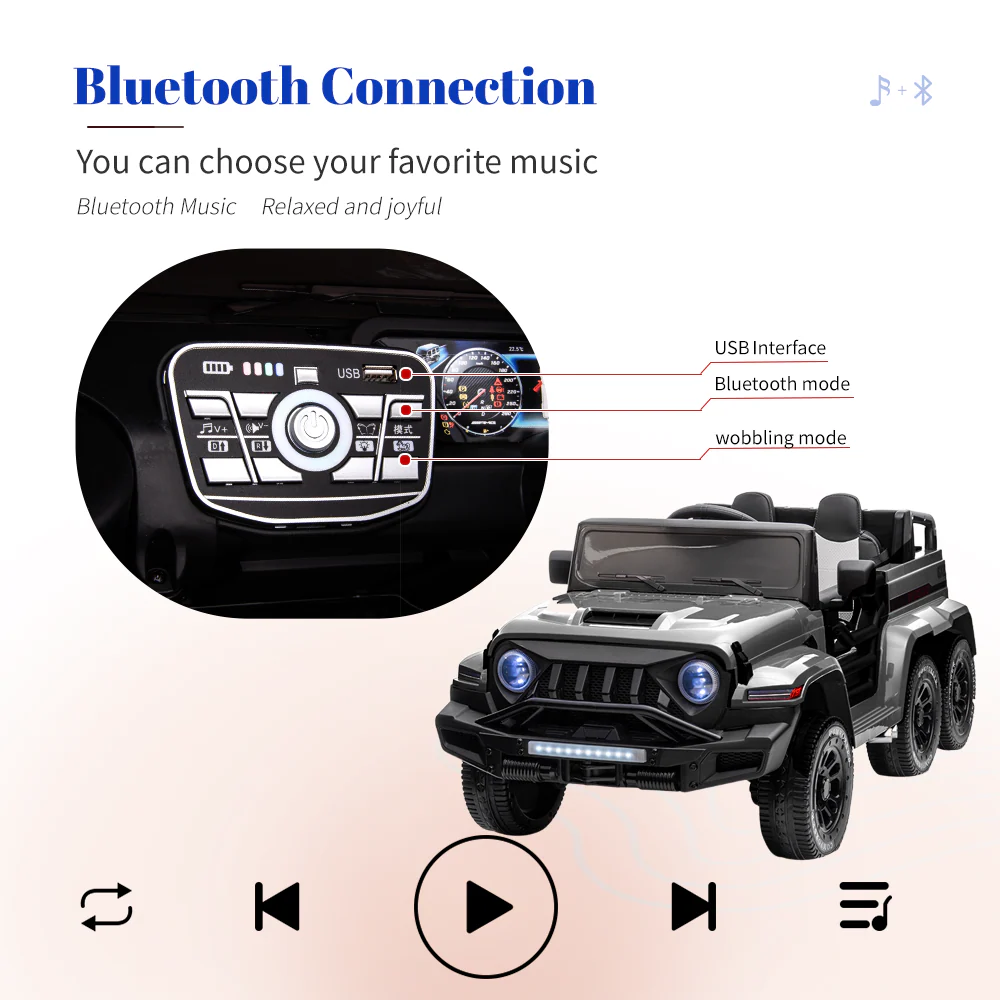 Electric 6-Wheel 24V Kids Ride On Car Truck with MP3, USB, LED Lights, and Remote Control - Image 6