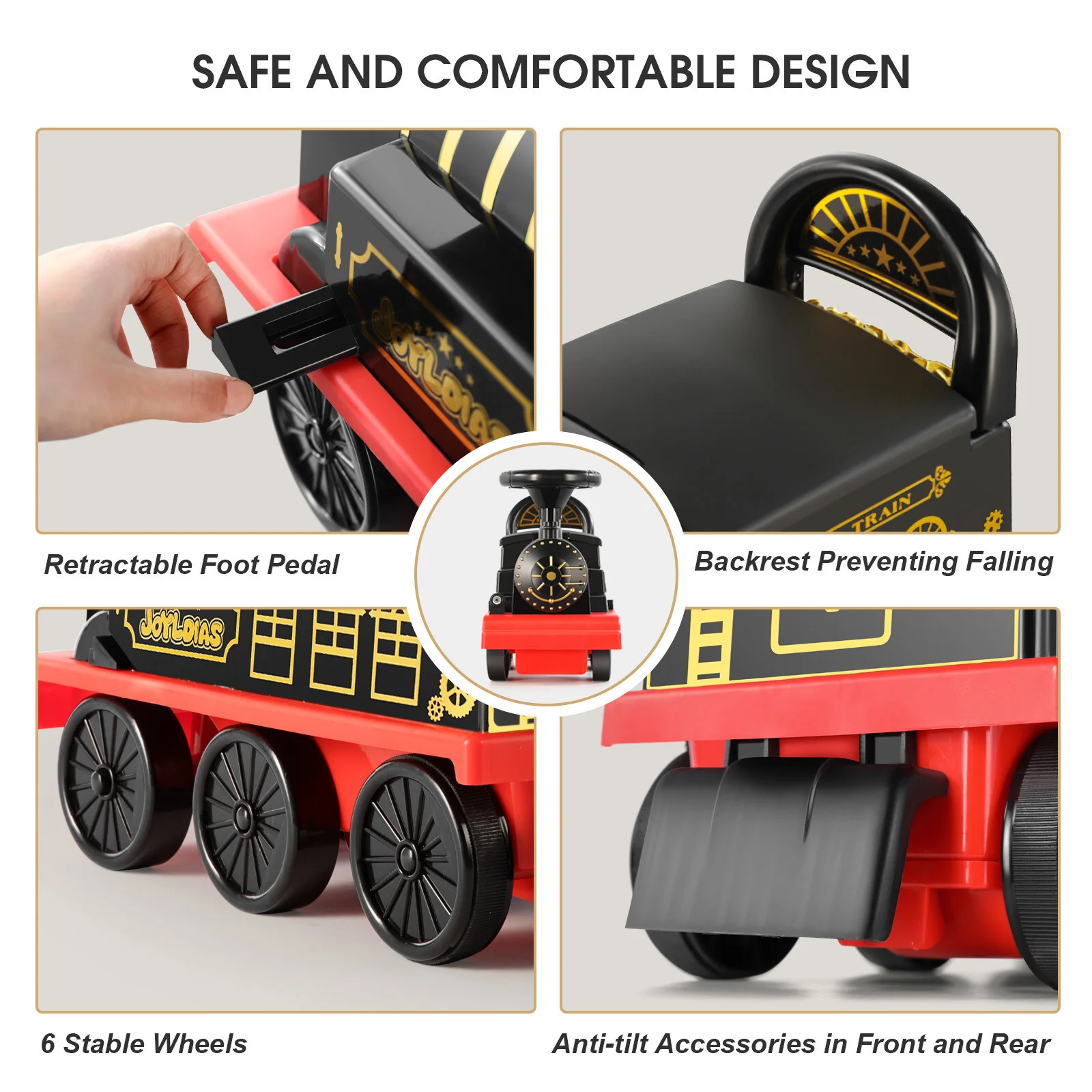 6V Electric Kids Ride-On Train Toy with Track, Lights, Sounds, and Storage Seat - Image 6