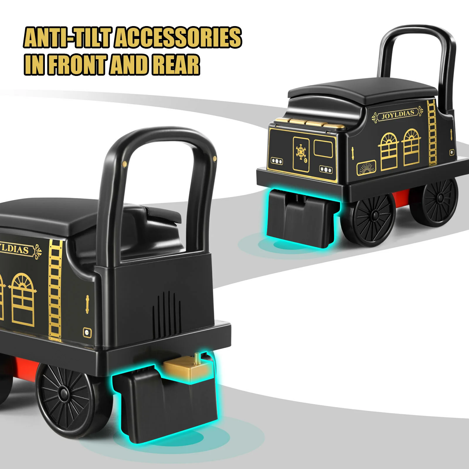 6V Electric Kids Ride-On Train with Track, Lights, Sounds, and Storage Seat Toy Car - Image 13