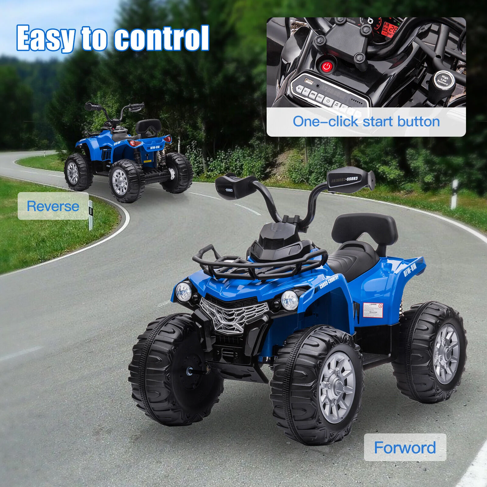 Electric ATV 4-Wheeler Quad Car Toy for Kids - 12V, 2 Speeds, Headlights, MP3 Compatible - Image 21