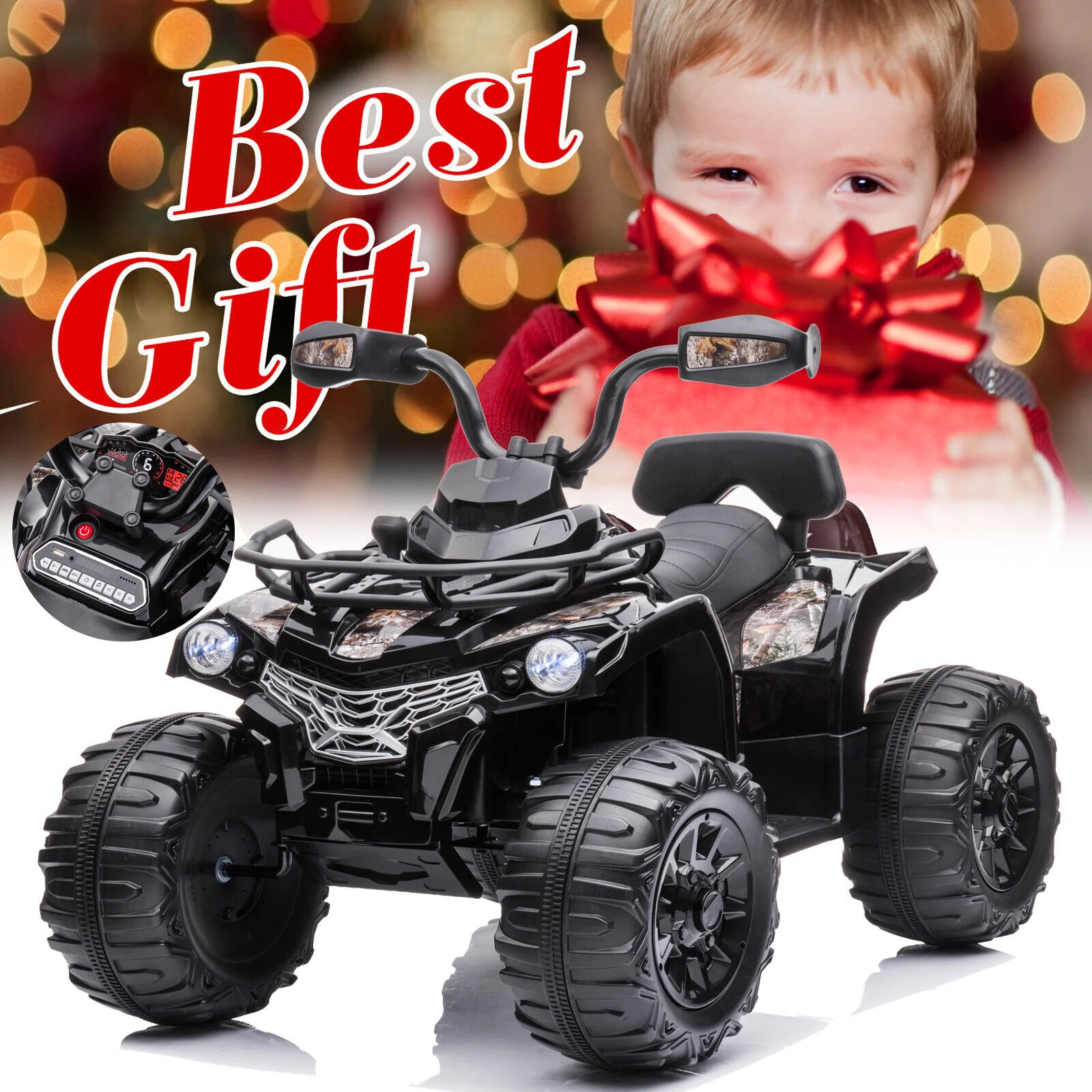 Electric ATV 4-Wheeler Quad Car Toy for Kids - 12V, 2 Speeds, MP3, Headlights - Image 3