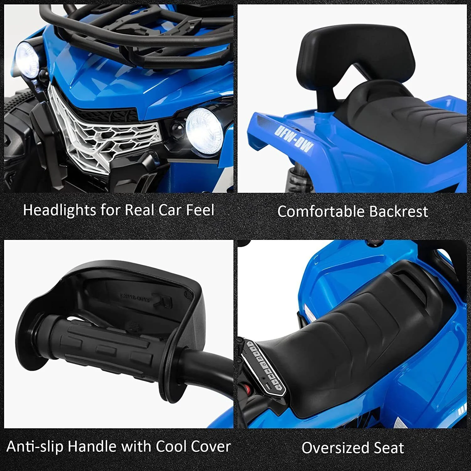 Electric ATV 4-Wheeler Quad Car Toy for Kids - 12V, 2 Speeds, MP3, Headlights - Image 30