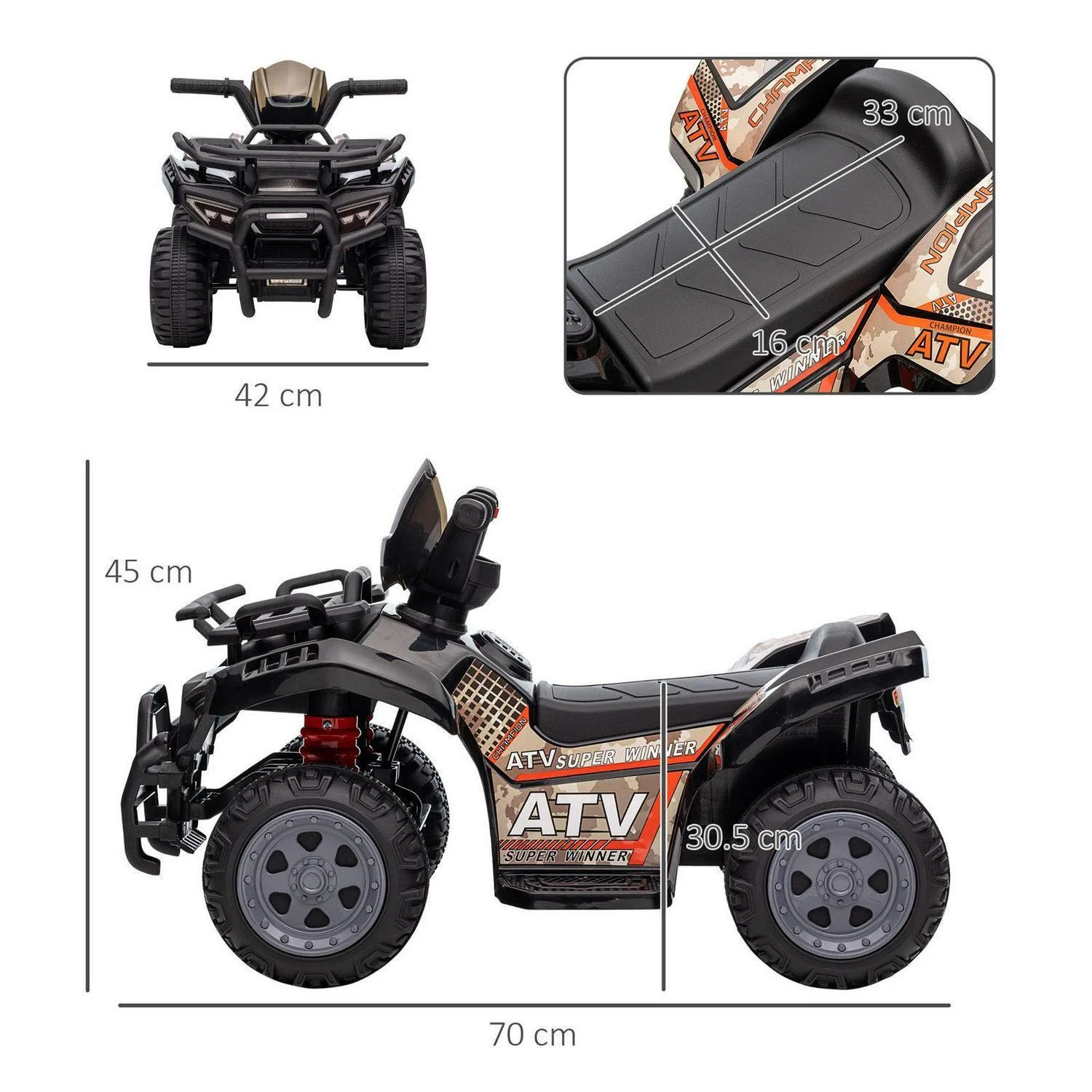 Electric ATV for Kids: 1-Seater Black Ride-On Toy, 6V, 2 MPH, Ages 2-4 Years - Image 9
