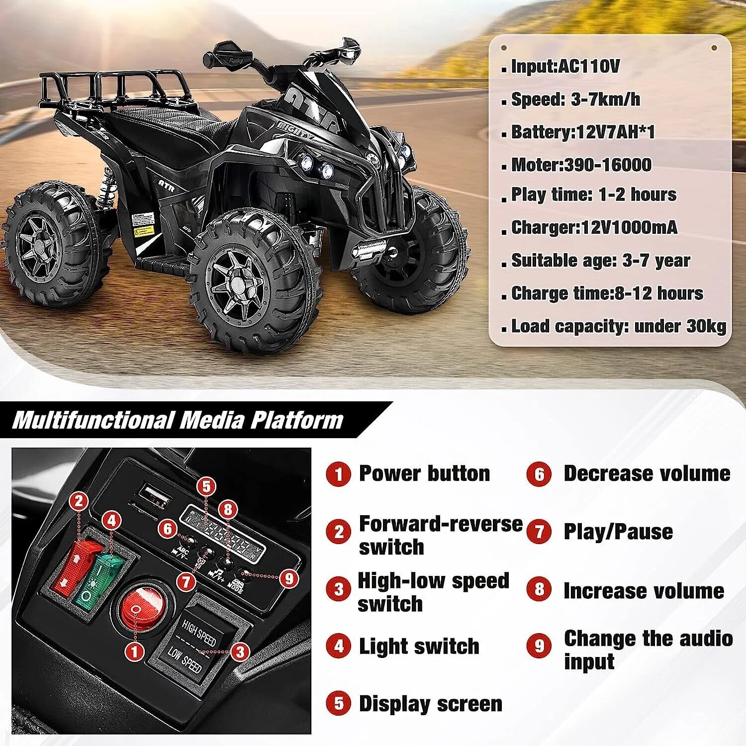 Electric ATV for Kids 3-7 Years Old - Perfect Gift for Children - Four-Wheeler Quad Bike for Boys and Girls - Image 6