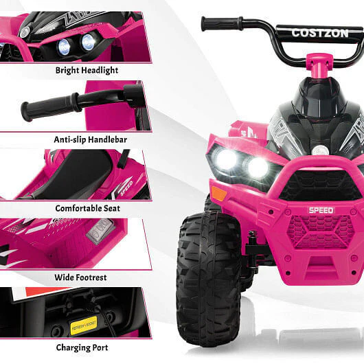 Electric ATV for Kids with Adjustable Speed and Cozy Seat - Pink - Image 5