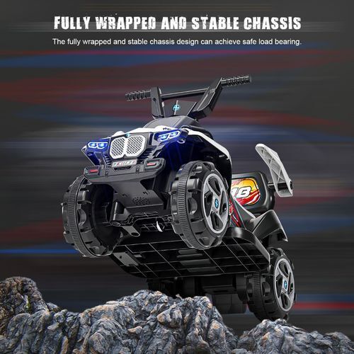 Electric ATV Quad 6V Ride-On Toy Car for Kids with LED Headlights - White - Image 4
