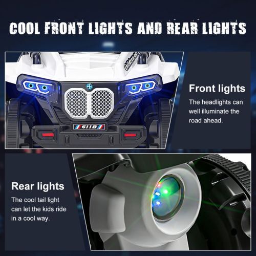 Electric ATV Quad 6V Ride-On Toy Car for Kids with LED Headlights - White - Image 6