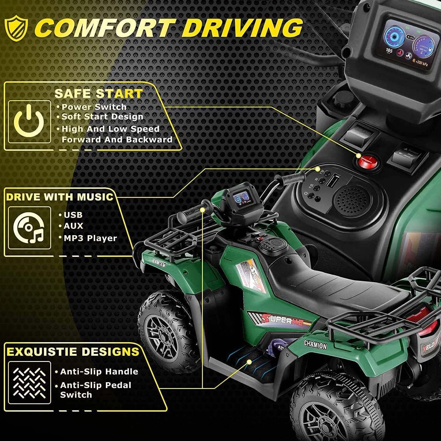 Electric ATV Quad Car Toy for Kids with LED Lights, USB and MP3 Player - Suitable for Girls and Boys Aged 3-8 Years - Image 27
