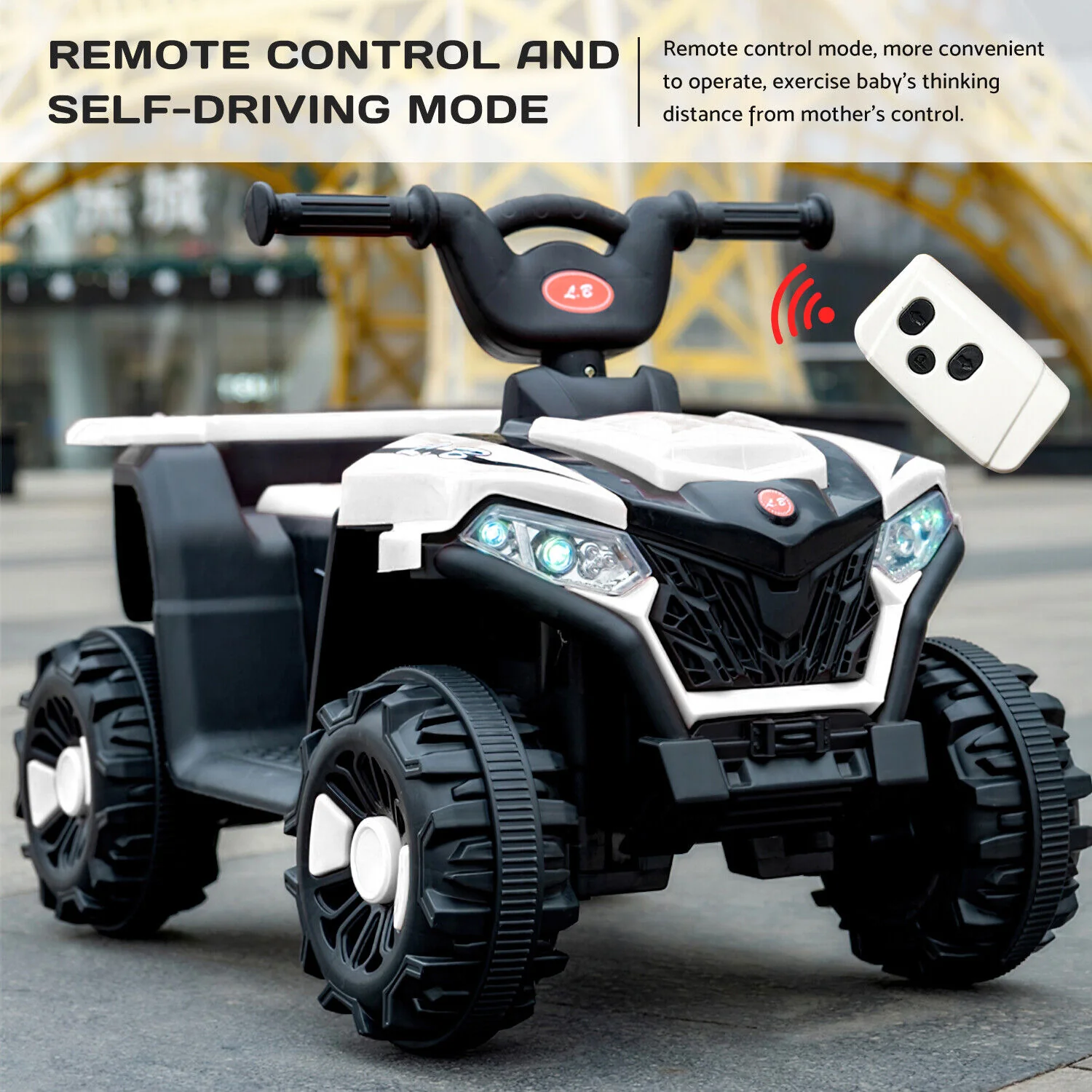 Electric ATV Ride-On Car with MP3 Player and LED Lights - 6V Battery Powered, 4-Wheeled Beach Cruiser