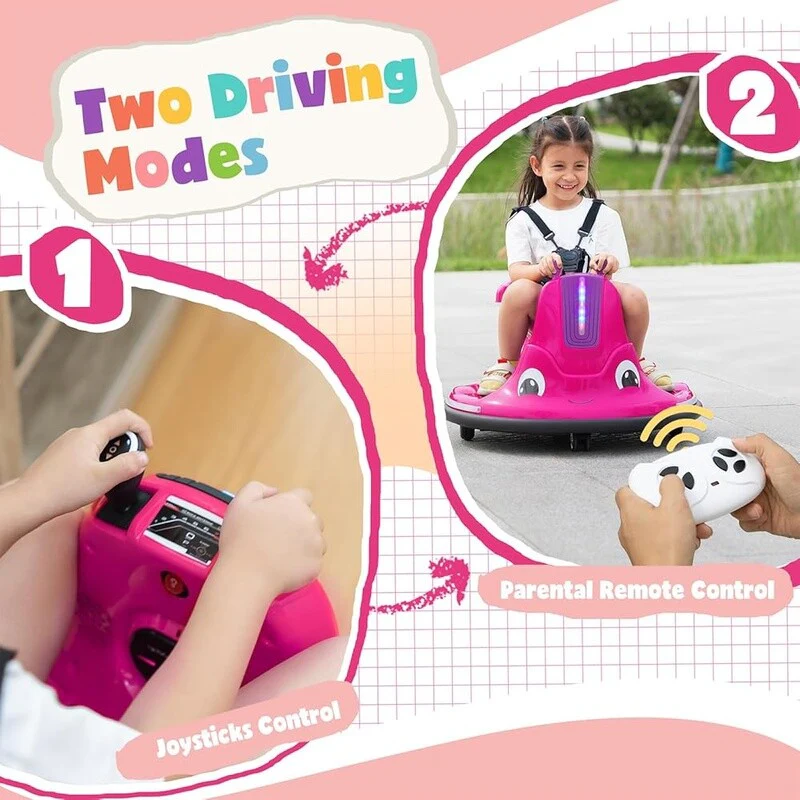 12V Electric Snail-Shaped Bumper Car Toy with Remote Control and 360° Spin for Kids Ages 1.5-9 - Image 4