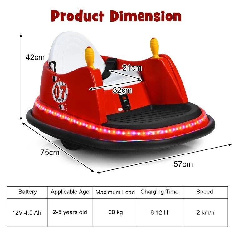 Electric Bumper Car for Kids with Flashing Lights - Perfect Toddler Gift for Playtime - Image 4