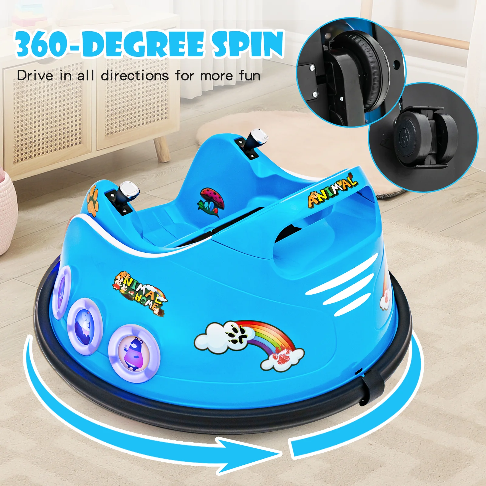 Electric Bumper Car for Kids with Remote Control, LED Lights, and Music - Image 12
