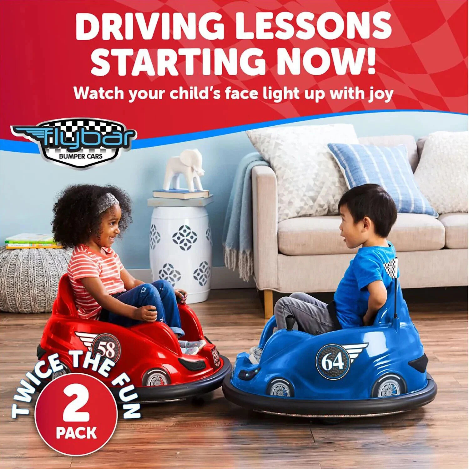Electric Bumper Cars - Set of 2, Powered by 6-Volt Battery - Image 3