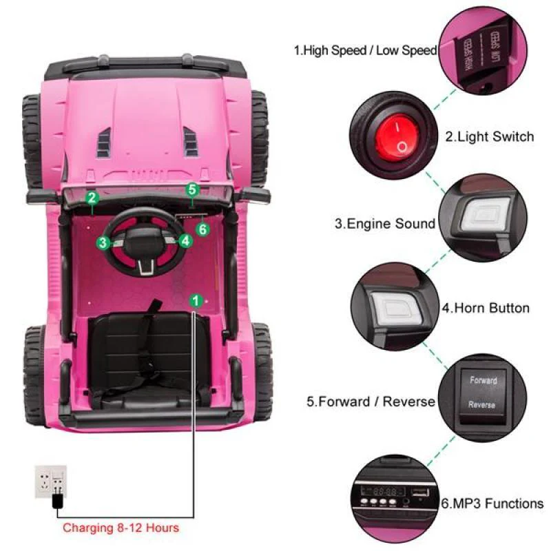 12V Rechargeable Dual Drive Electric Ride-On Car for Kids with Remote Control - Image 2