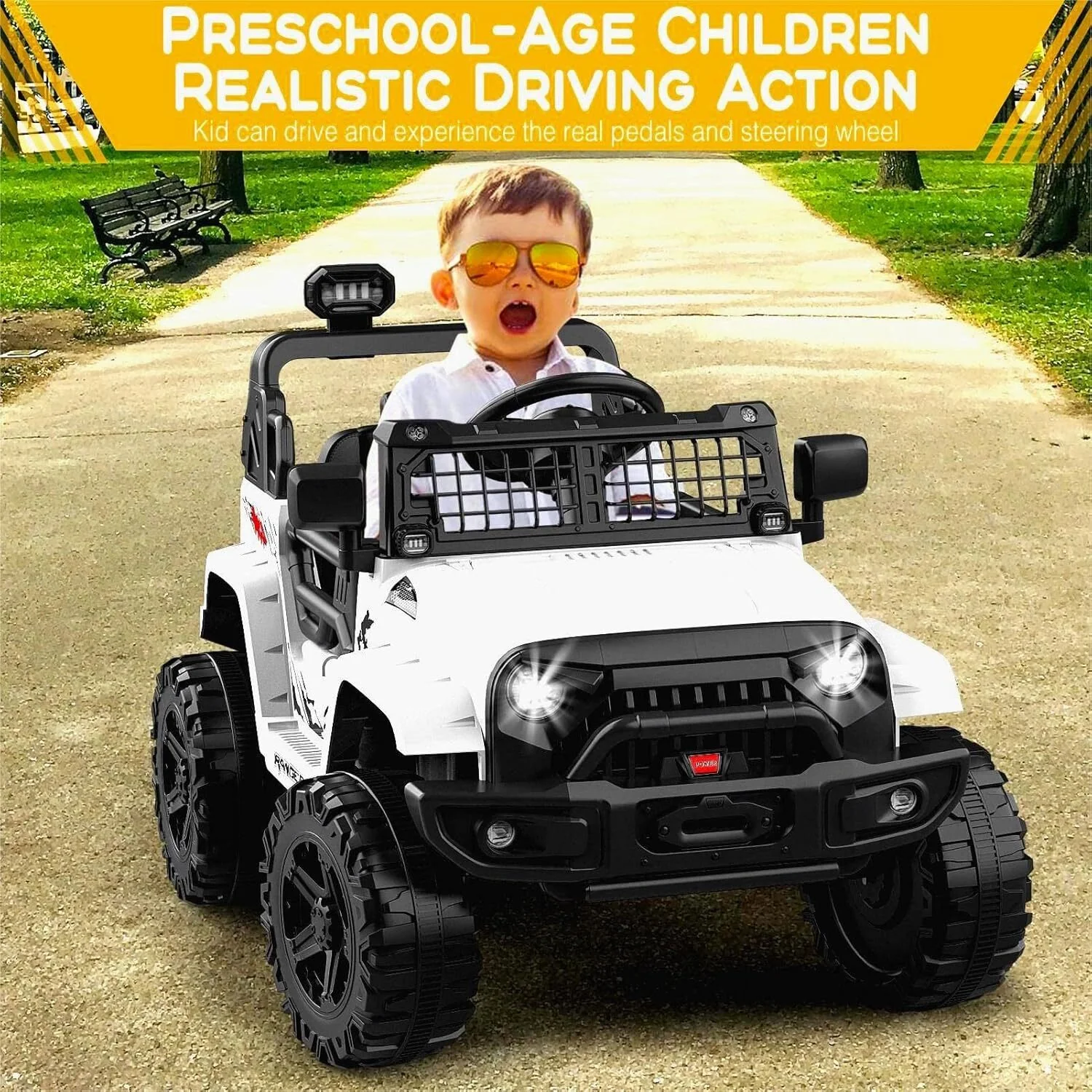 12V Battery-Powered Kids Electric Ride-On Truck Toy with LED Lights - Image 14
