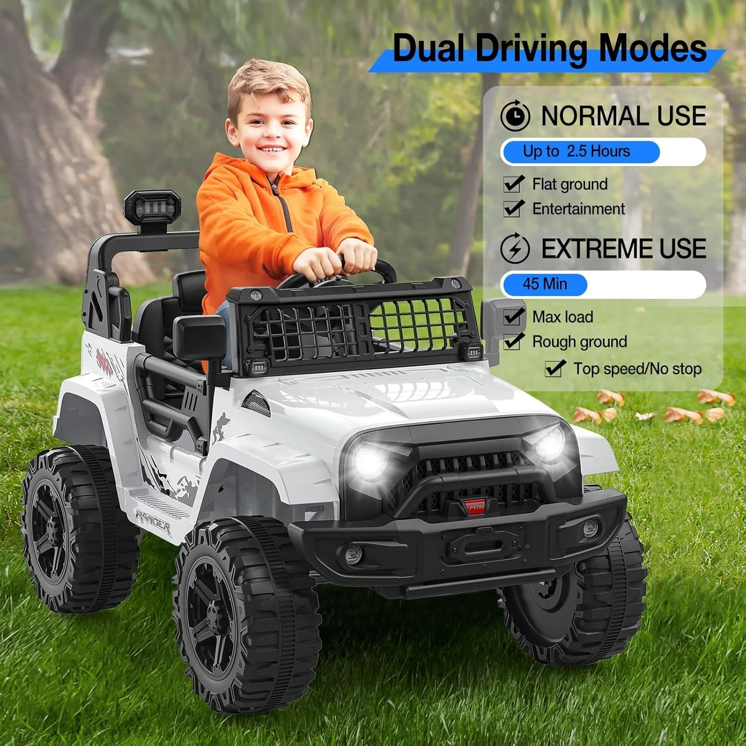 12V Battery-Powered Kids Electric Ride-On Truck Toy with LED Lights - Image 2