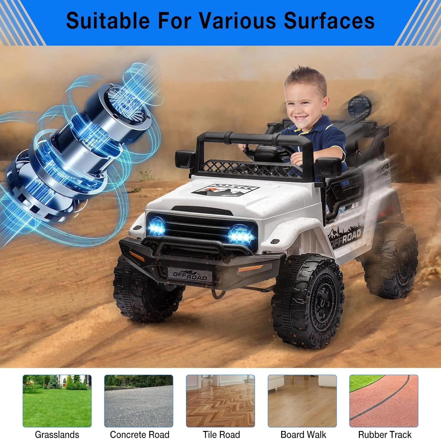 12V Electric Ride-On Truck Car for Kids with Remote Control and Spring Suspension - Image 5