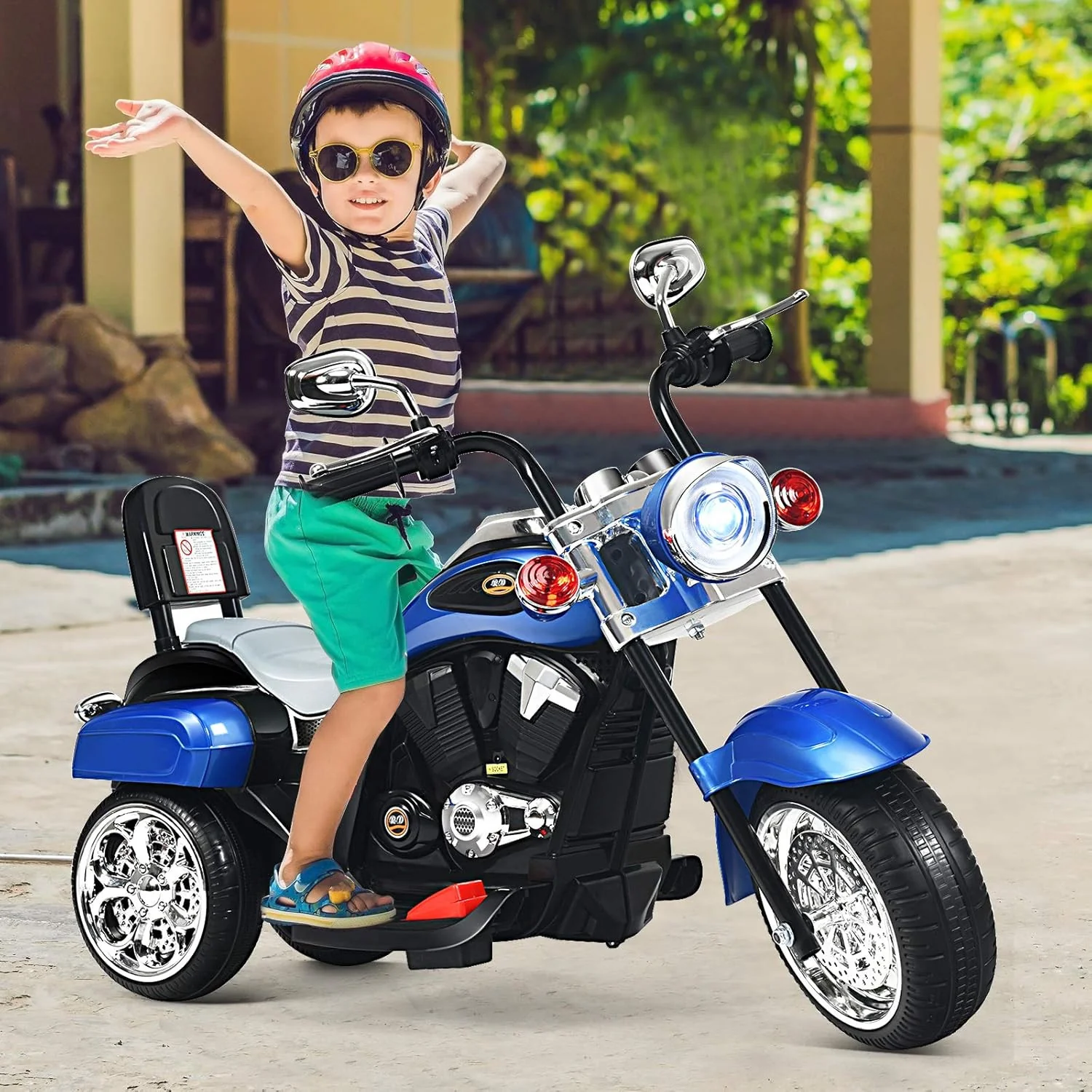 Battery-Powered Child's Electric Chopper-Style Ride-On Motorcycle Toy - Image 3
