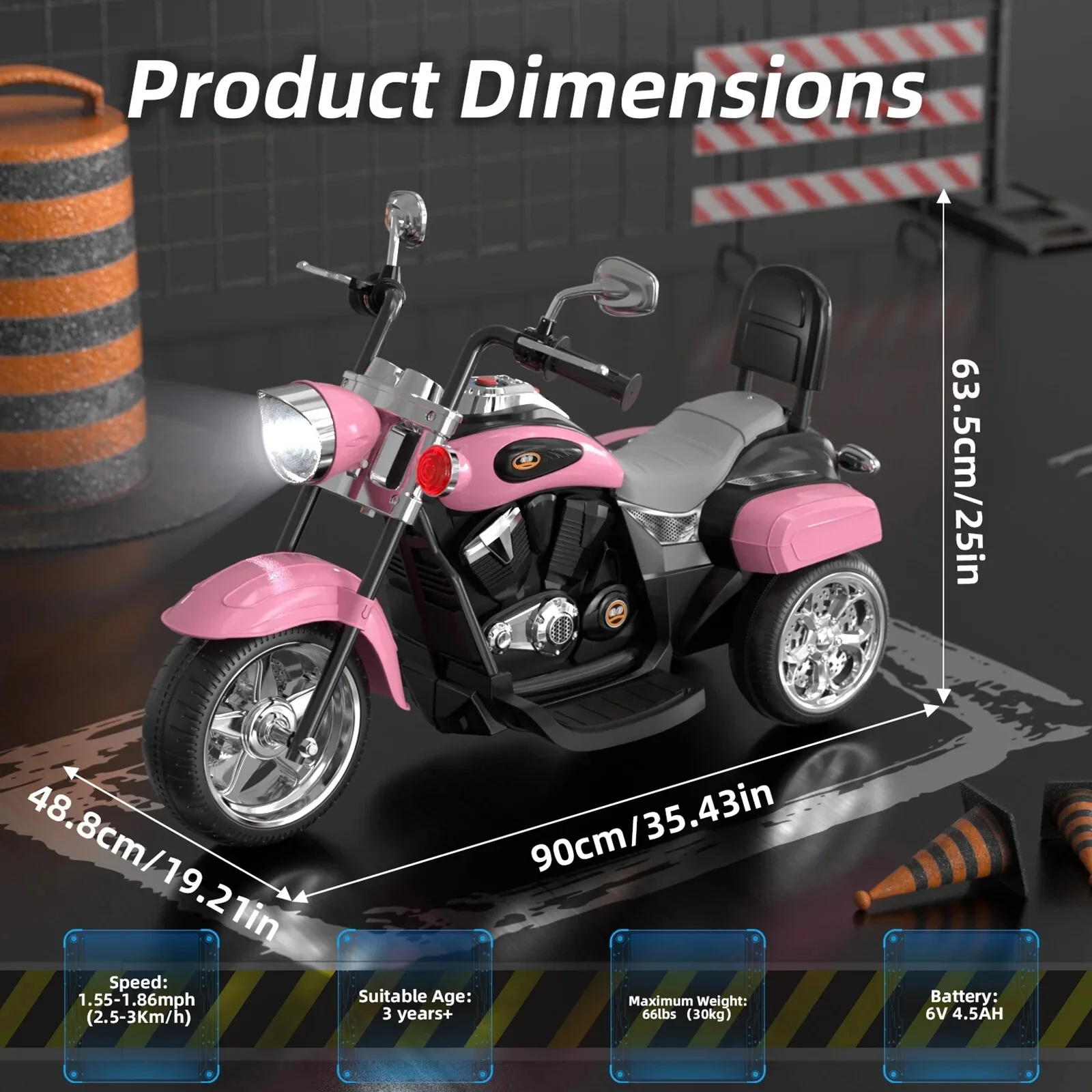 Battery-Powered Pink Electric Ride-On Motorcycle for Kids - Image 5
