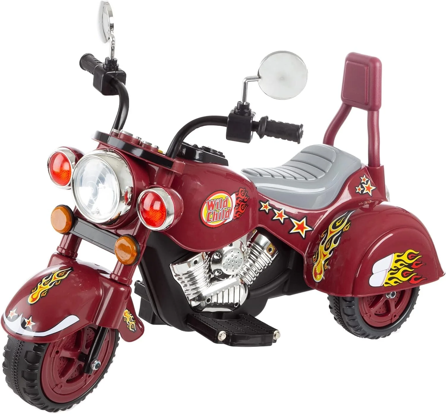 Electric Ride-On Red Kids Motorcycle Battery-Powered Chopper Bike - Image 11