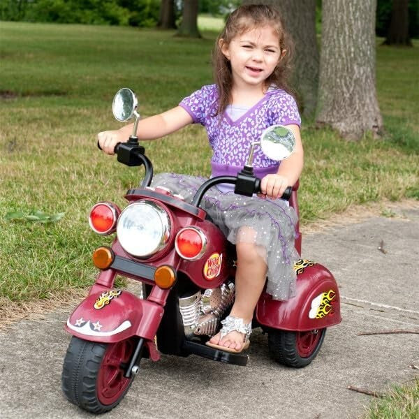 Electric Ride-On Red Kids Motorcycle Battery-Powered Chopper Bike - Image 3