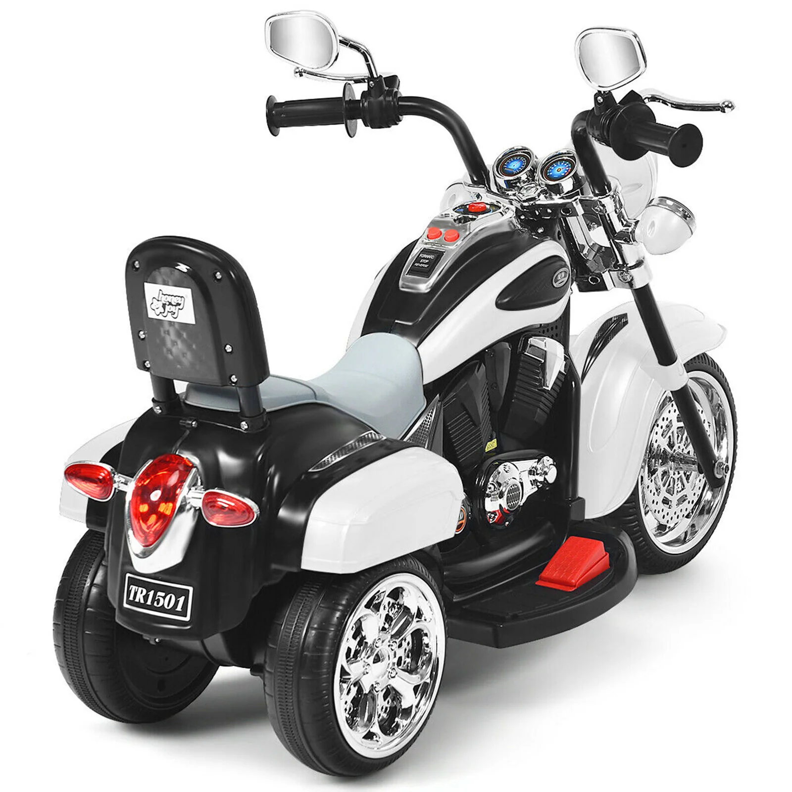 Electric Chopper Motorcycle for Kids with Headlight and 3 Wheels - White - Image 5