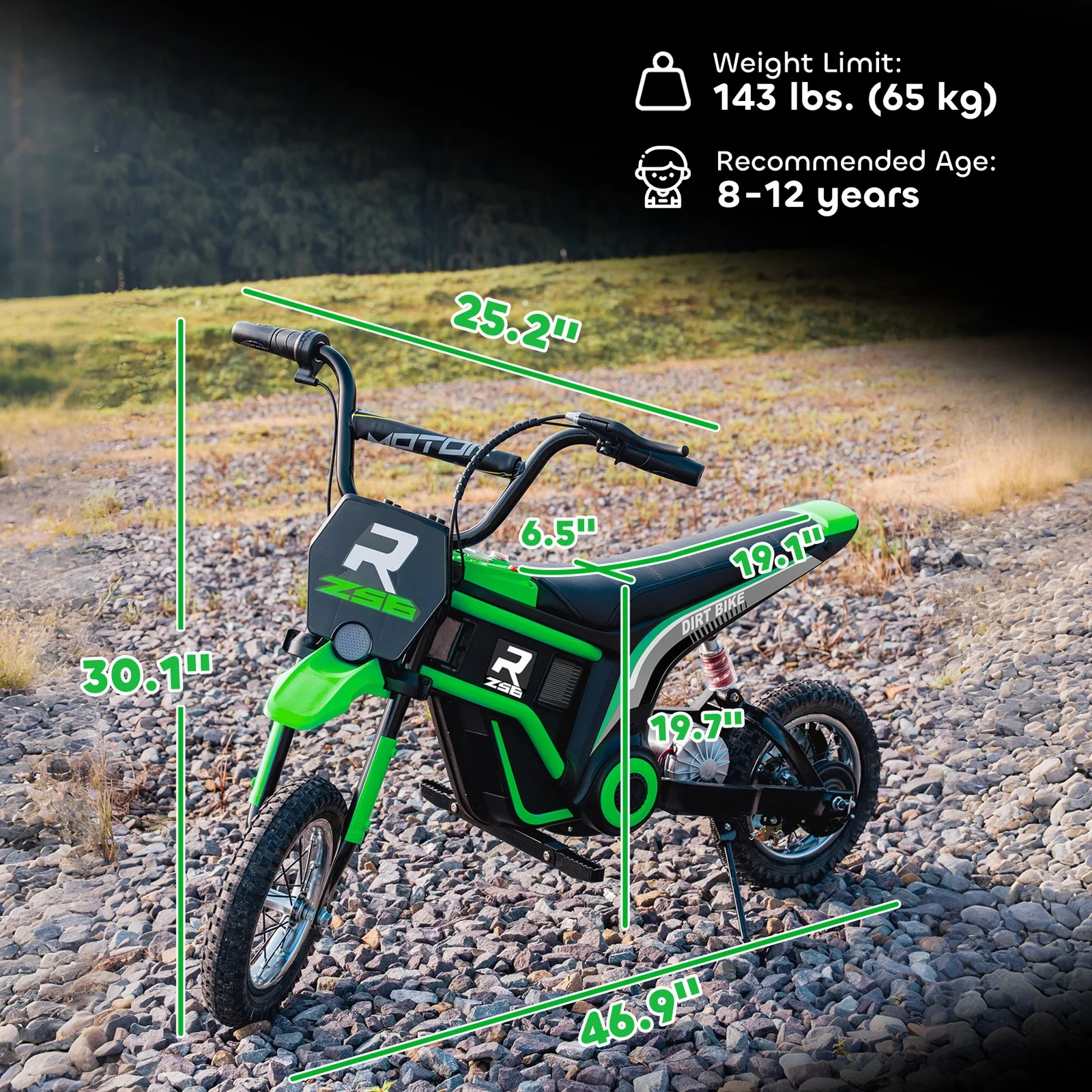 24V 350W Off-Road Electric Motorcycle with Twist Grip Throttle, Speeds up to 15 MPH - Image 3