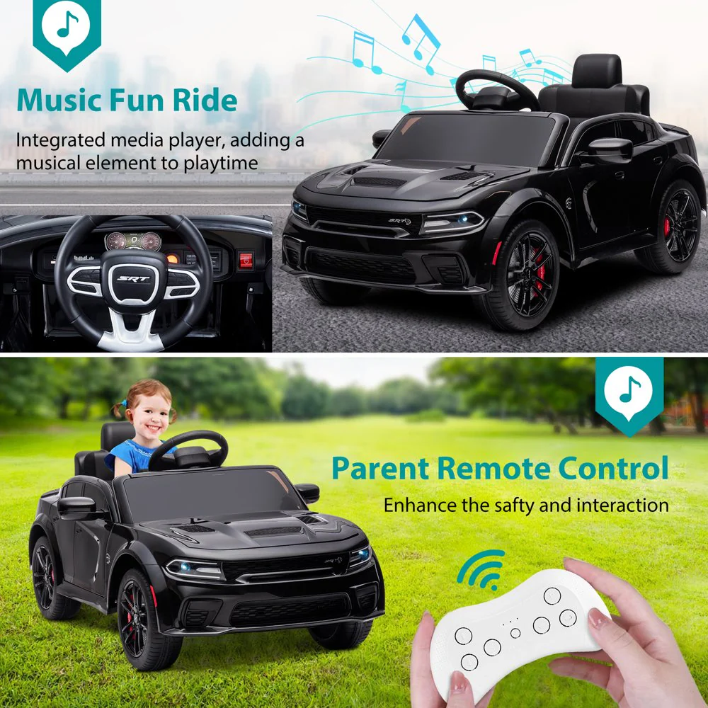 Electric Dodge Charger 12V Ride-On Car with Remote Control for Kids Ages 3-5 - Image 5
