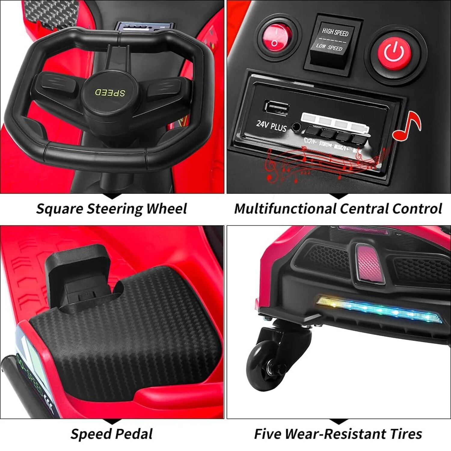Electric Drifting Go-Kart for Kids - 24V Ride-On Car with Speeds Up to 7.5 mph - Image 4