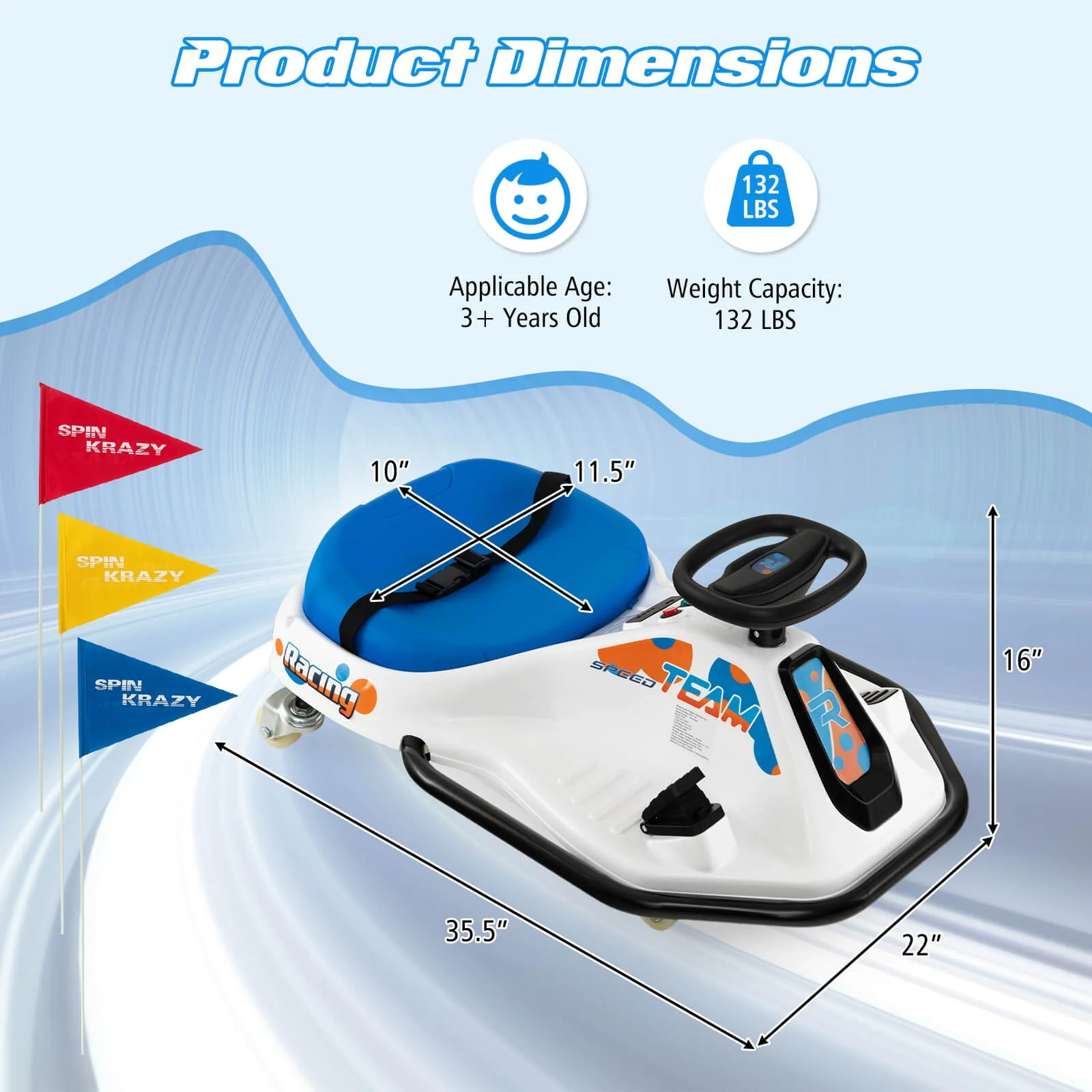 Electric Drifting Go Kart for Kids with 360° Spin, Wireless Control, and USB Radio - Image 2
