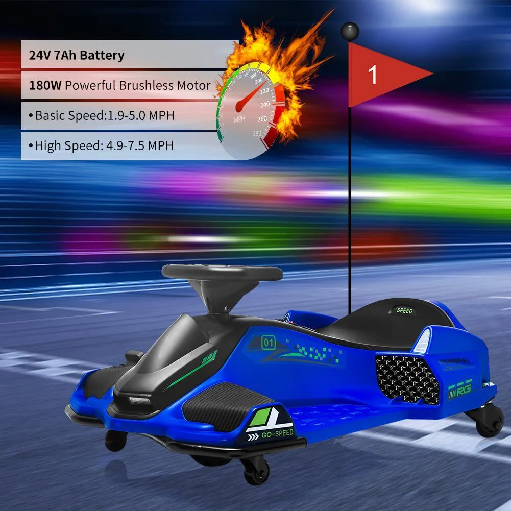 Electric Drifting Go-Kart for Kids with Music and LED Lights - 24V Ride-On Drift Car - Image 3