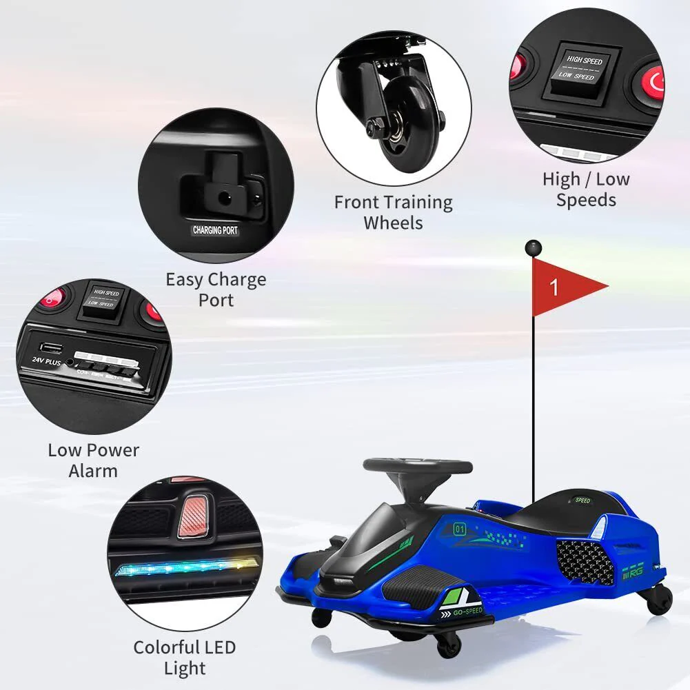 Electric Drifting Go-Kart for Kids with Music and LED Lights - 24V Ride-On Drift Car - Image 6