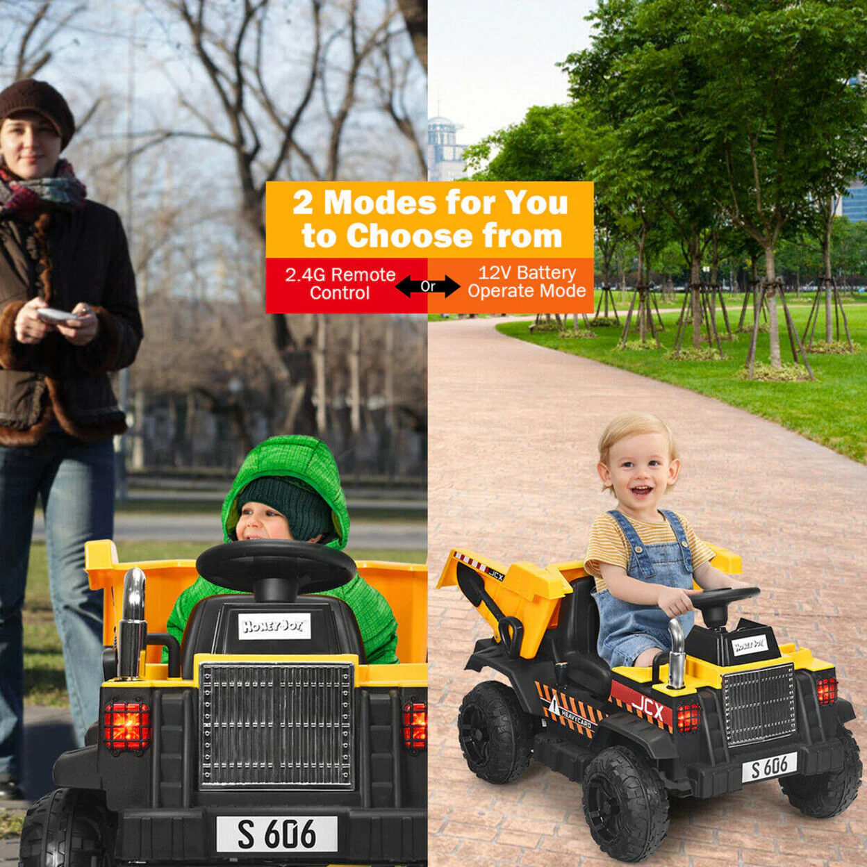 Electric Dump Truck Ride-On Toy with Remote Control and Working Bucket - 12V Construction Tractor for Kids - Image 6