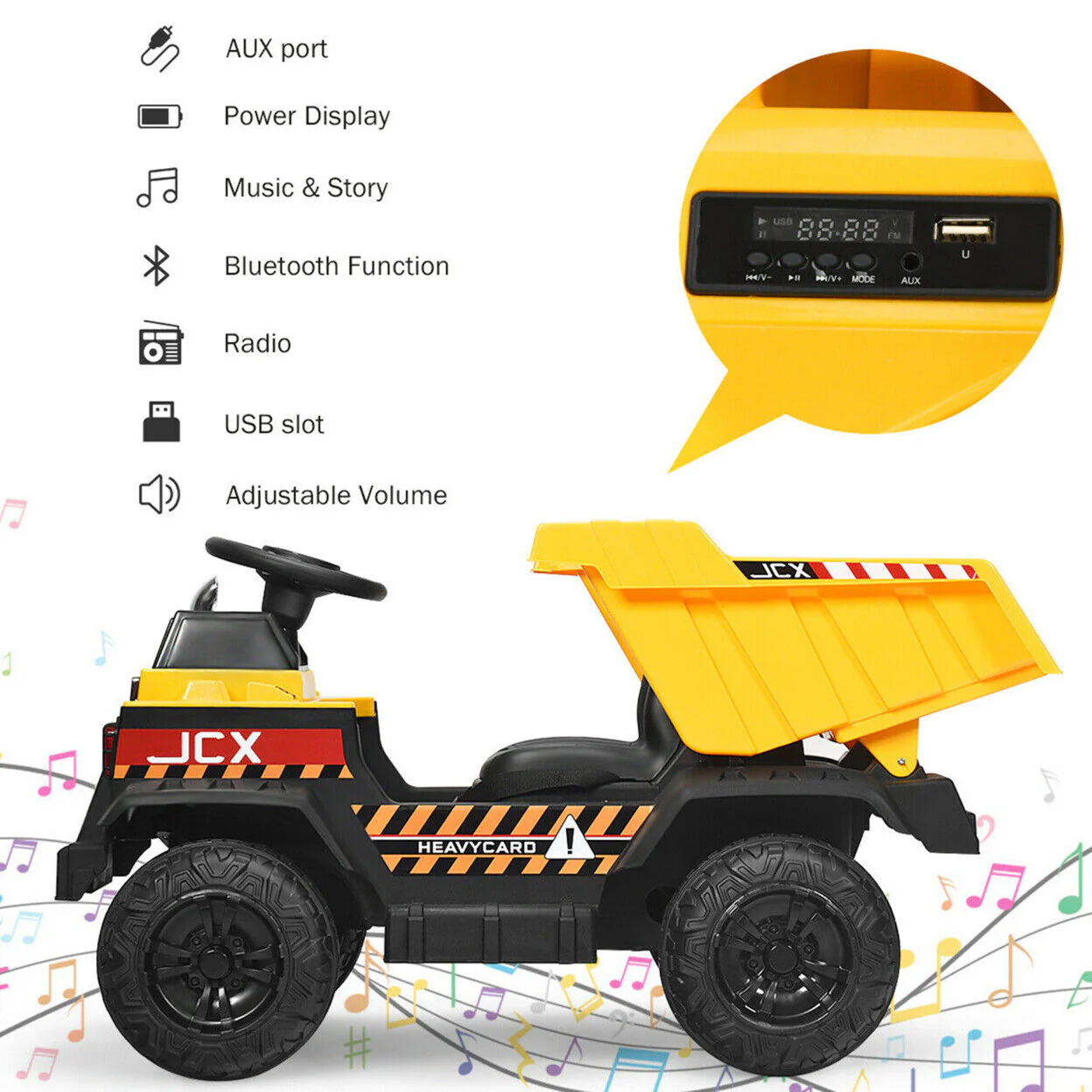 Electric Dump Truck Ride-On Toy with Remote Control and Working Bucket - 12V Construction Tractor for Kids - Image 8