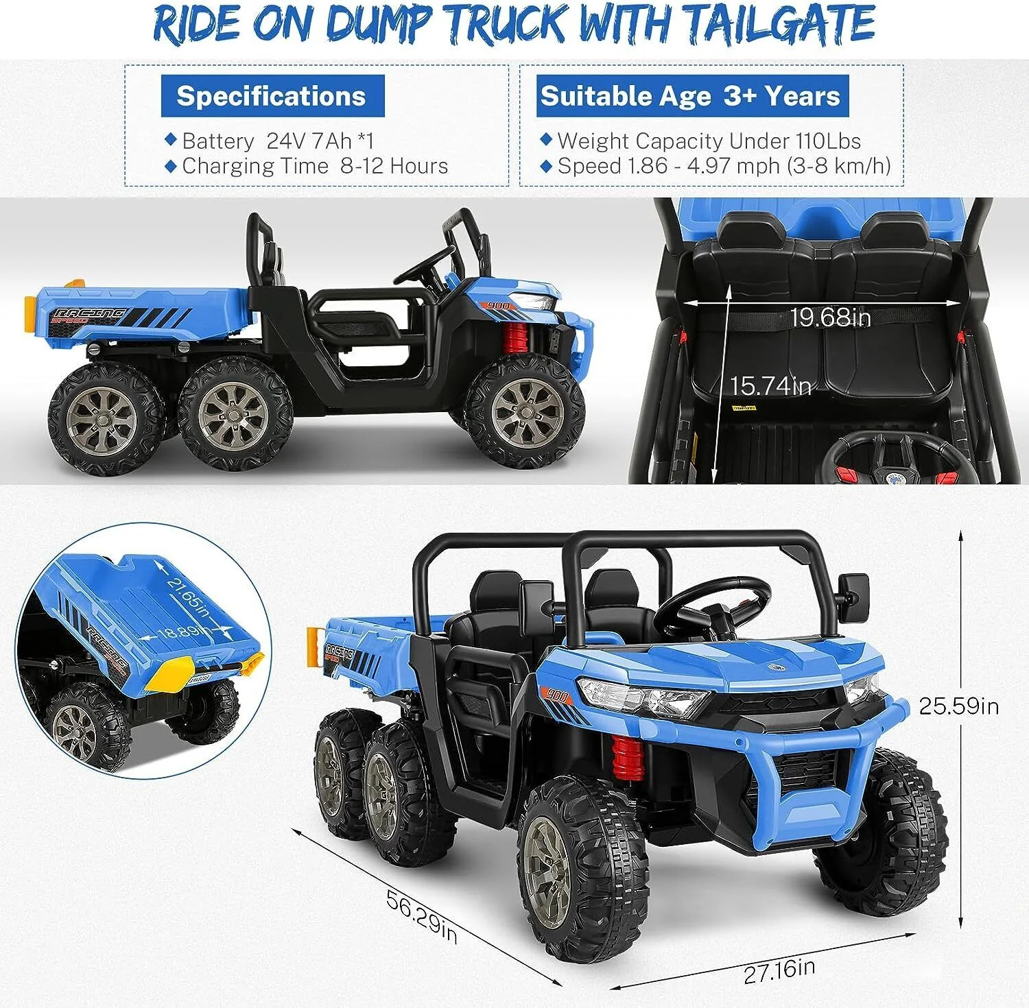 Electric Dump Truck Toy with 2 Seats and 24V Power - Perfect for Kids with a Love for Construction! - Image 64