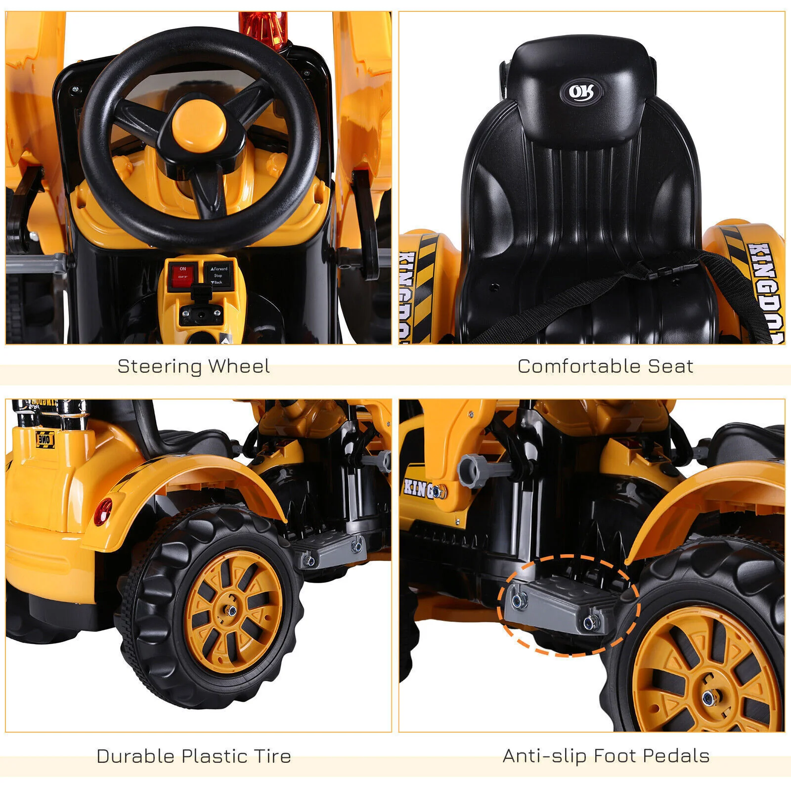 Electric Excavator Digger Ride-On Toy for Kids - 6V Battery Powered Outdoor Play Vehicle - Image 6