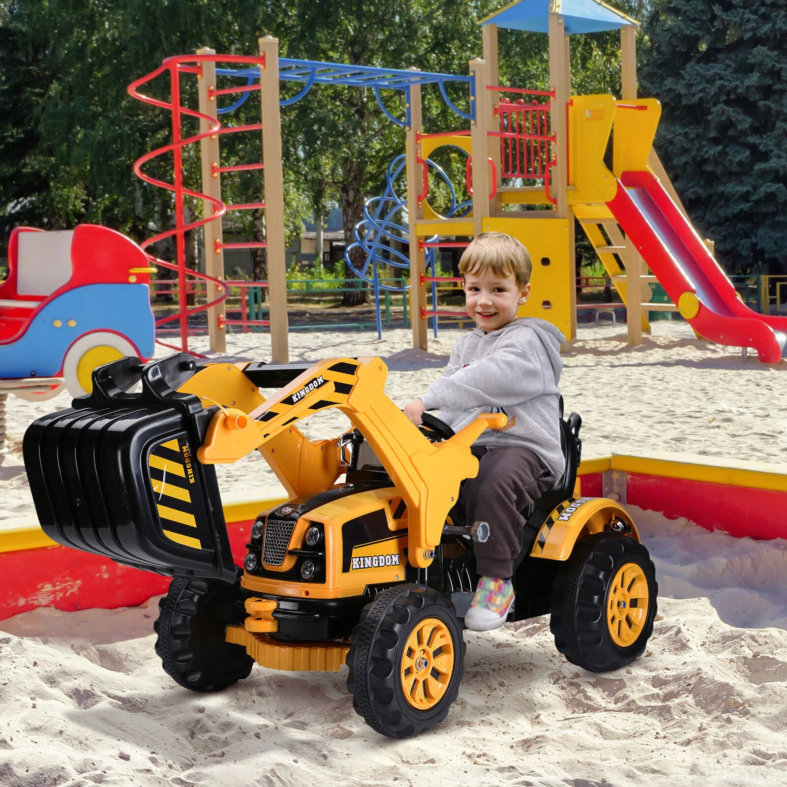 Electric Excavator Digger Ride-On Toy for Kids - 6V Battery Powered Outdoor Play Vehicle - Image 8