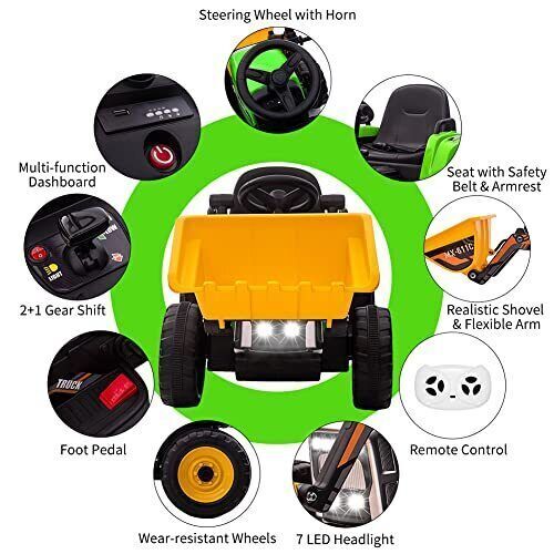 Electric Excavator Toy Vehicle for Kids with 12V Battery and 7-LED Headlights - Perfect Gift for Young Builders! - Image 11