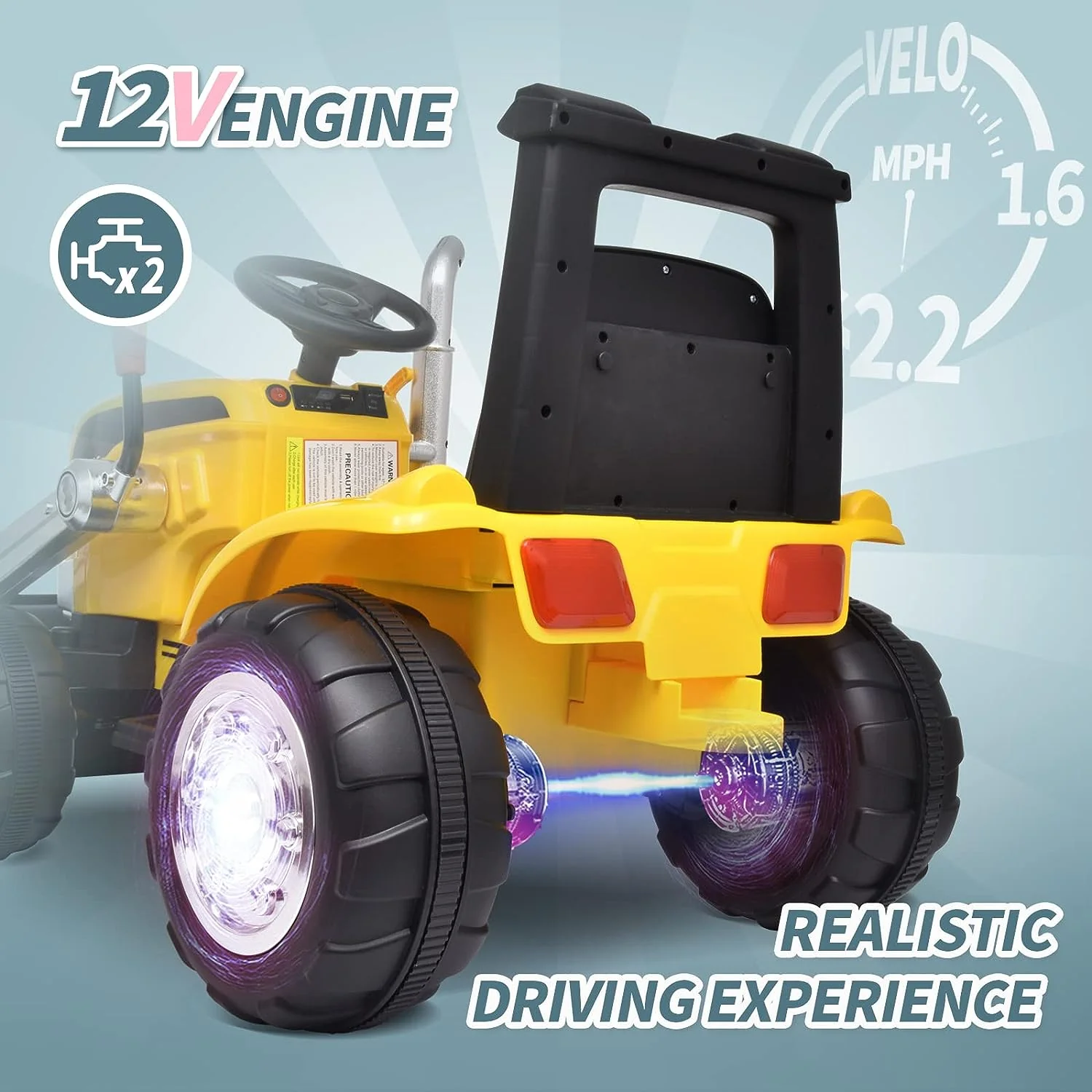 Electric Excavator Tractor Ride-On Car for Kids - 12V Battery Powered Motorized Vehicle - Image 4