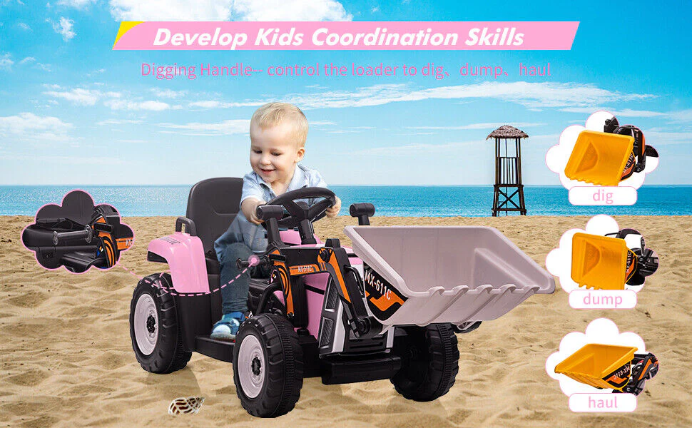 Electric Excavator Truck for Kids with 3 Speeds and Music - 12V Battery Powered Digger Ride-On - Image 8