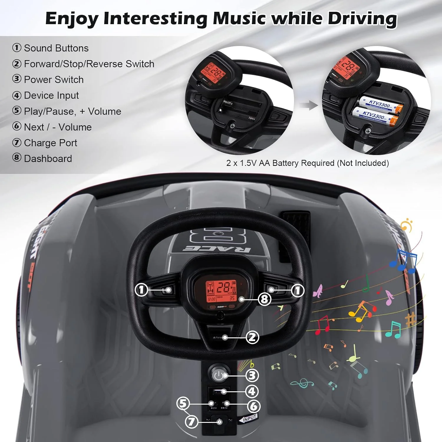 6V Battery-Powered Ride-On Racing Go-Kart with Parental Remote Control - Image 5