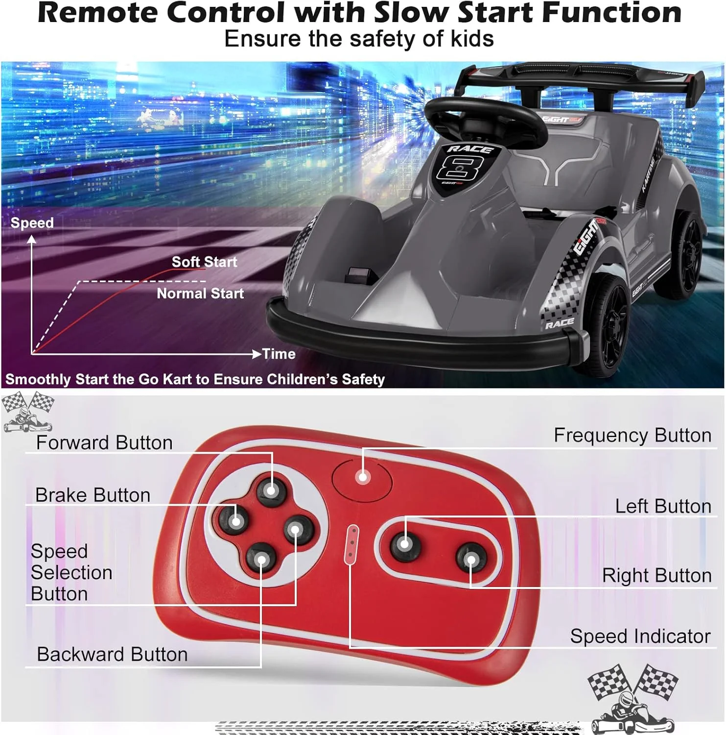 6V Battery-Powered Ride-On Racing Go-Kart with Parental Remote Control - Image 7