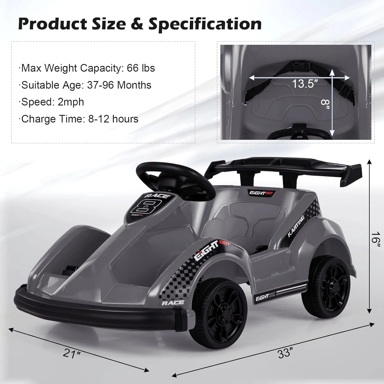 6V Battery-Powered Ride-On Racing Go-Kart with Parental Remote Control - Image 9