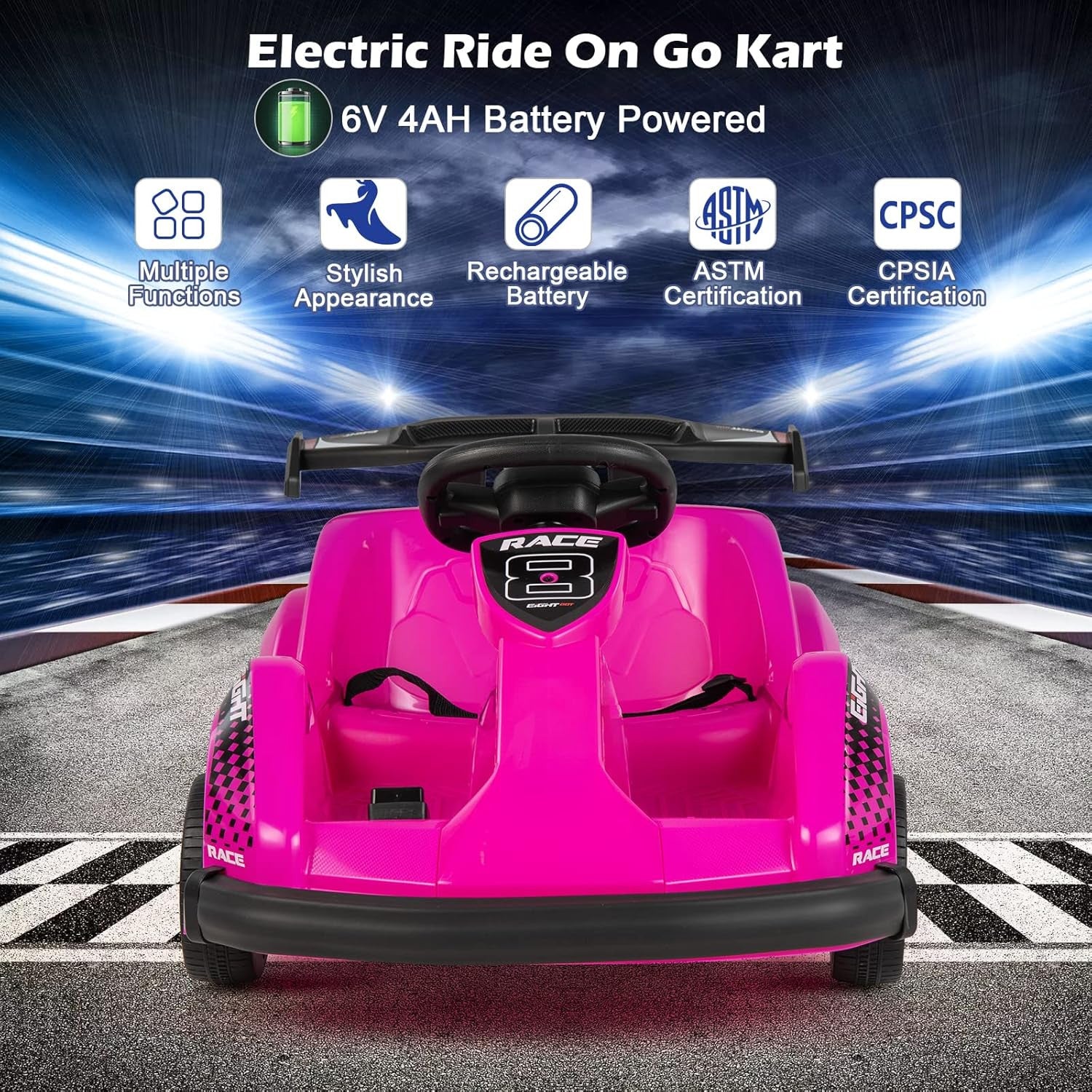 6V Electric Ride-On Racing Go-Kart with Remote Control and Safety Features - Image 8
