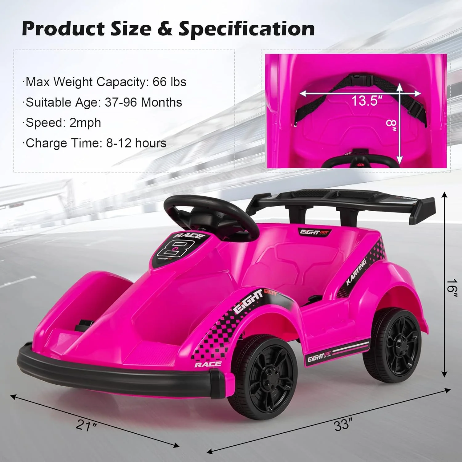 6V Electric Ride-On Racing Go-Kart with Remote Control and Safety Features - Image 9